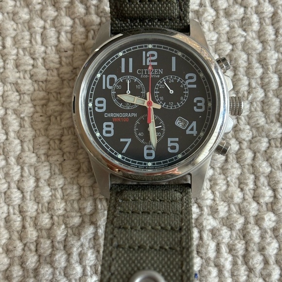 Men’s Citizen Eco-Drive Sports Watch Military Inspired H500 S026989 Green Canvas - Picture 2 of 4